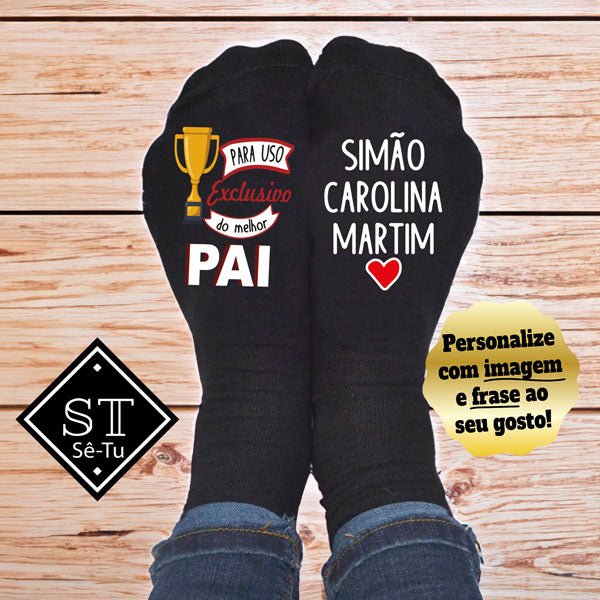 Meias Para Uso Exclusivo Melhor Pai (Parentesco + Nomes)